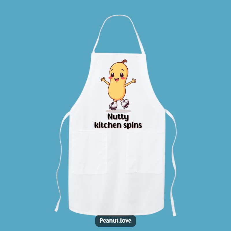 Funny Smiling Peanut Roller Skate Apron, Spin Through Cooking