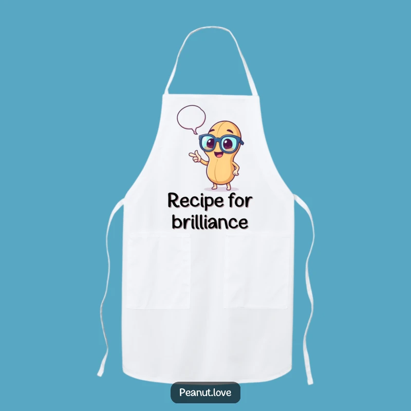 Cook up some creative genius with this apron featuring a peppy peanut with glasses, pointing at its next culinary masterpiece.