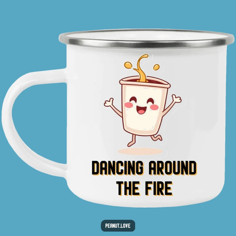 Funny Dancing Coffee Cup Camping Mug: Energetic Sips, Outdoor Cheer