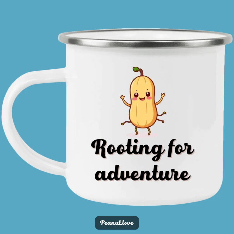 Funny Kawaii Peanut Camping Mug: Silly Dancing Rooted Nut Adventure Cup, Great Funny Gift