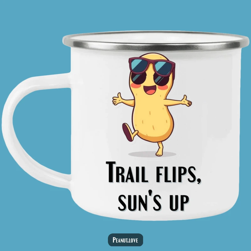 Funny Peanut Cartwheel Camping Mug: Your Hilarious Trail Buddy with Sunglasses