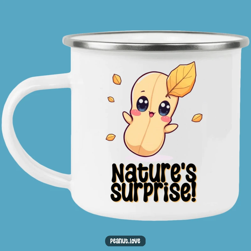 Funny Surprised Peanut Camping Mug - Kawaii Character Autumn Surprise Cup