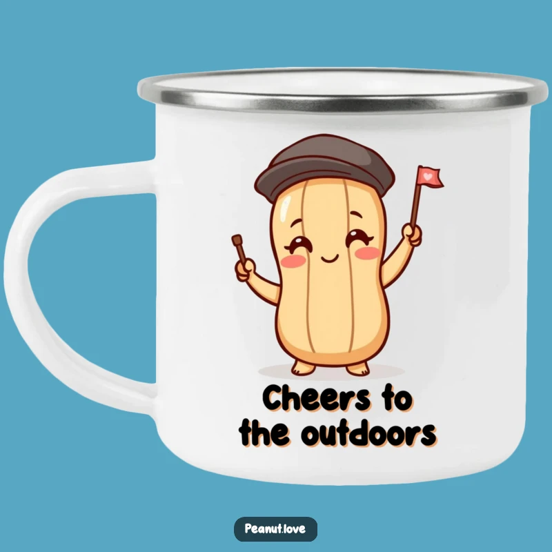 Funny Trail Buddy Peanut Mug, Blushing Flag Wave Camp Cup, Humorous Outdoor Gift