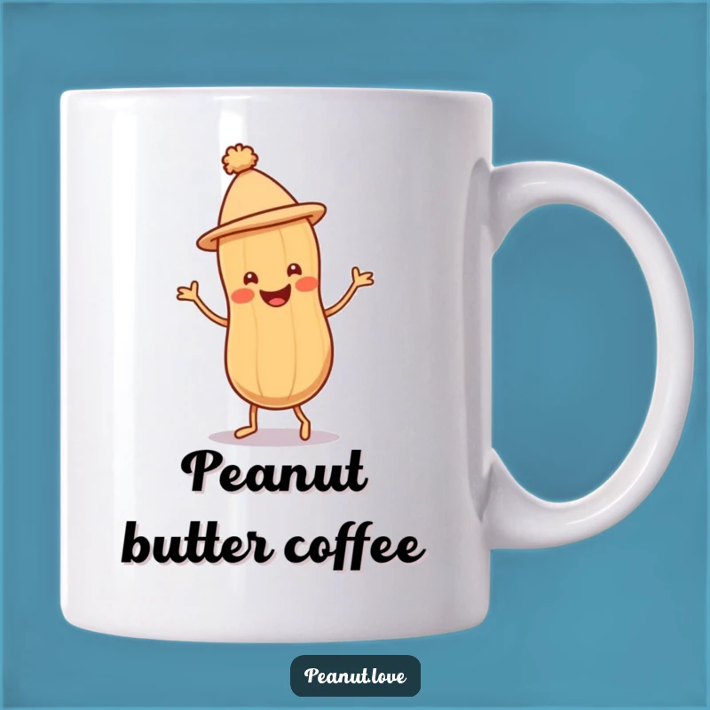 Funny Peanut Jig Mug: Smiling Character Celebration, Perfect Funny Gift