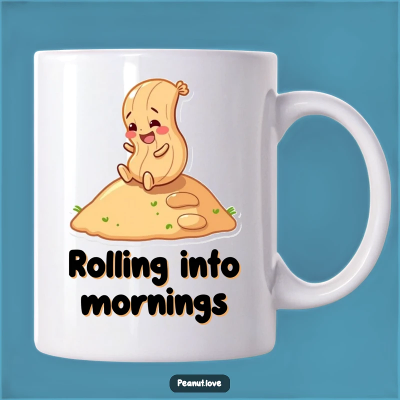 Funny Rolling Peanut Mug: Joyful Descent Humor, Hilarious Gift for Fun Lovers