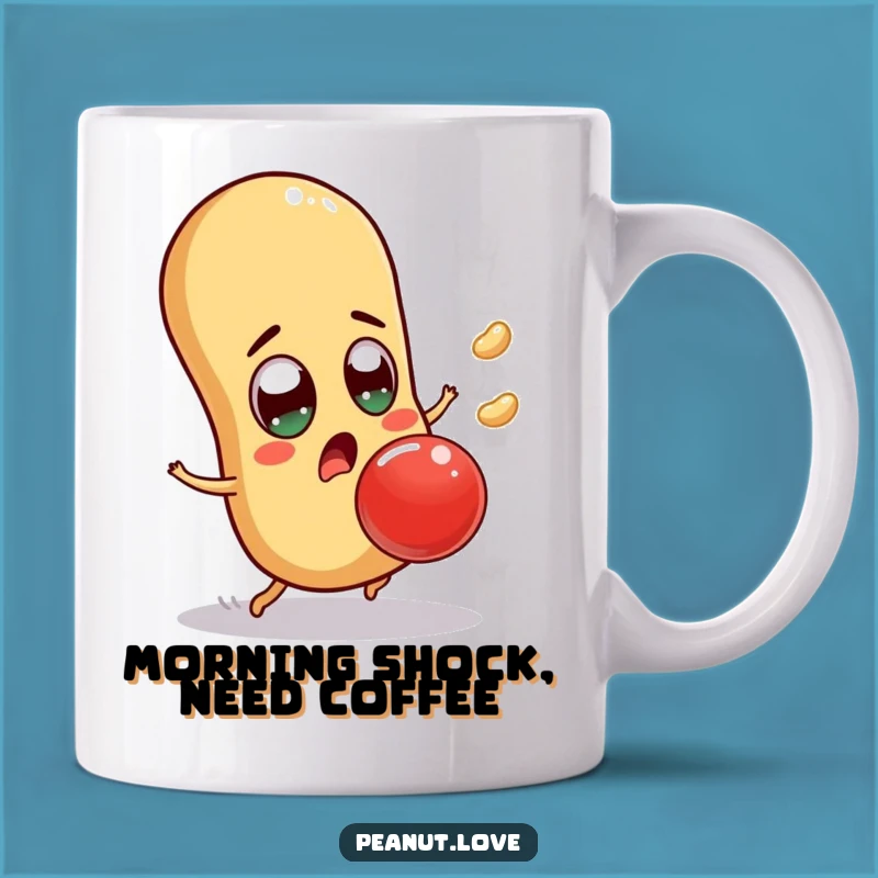 Funny Surprised Peanut Mug - Dodging Disaster: A Hilarious Funny Gift