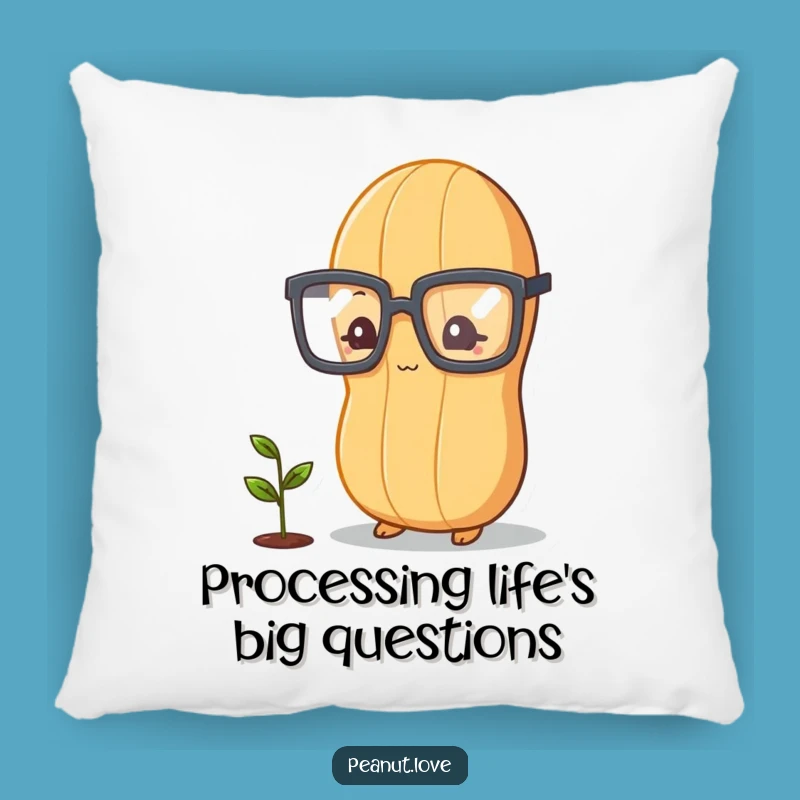 Funny Peanut Gardener Pillow: Cozy Intellectual Humor Accent, Thoughtful Sprout Comfort
