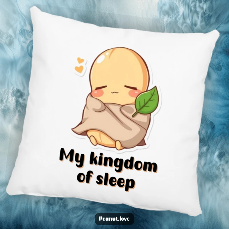 Funny Peanut Pillow: Soft, plush pillow featuring a sleepy peanut character comically using a tiny leaf as a blanket.