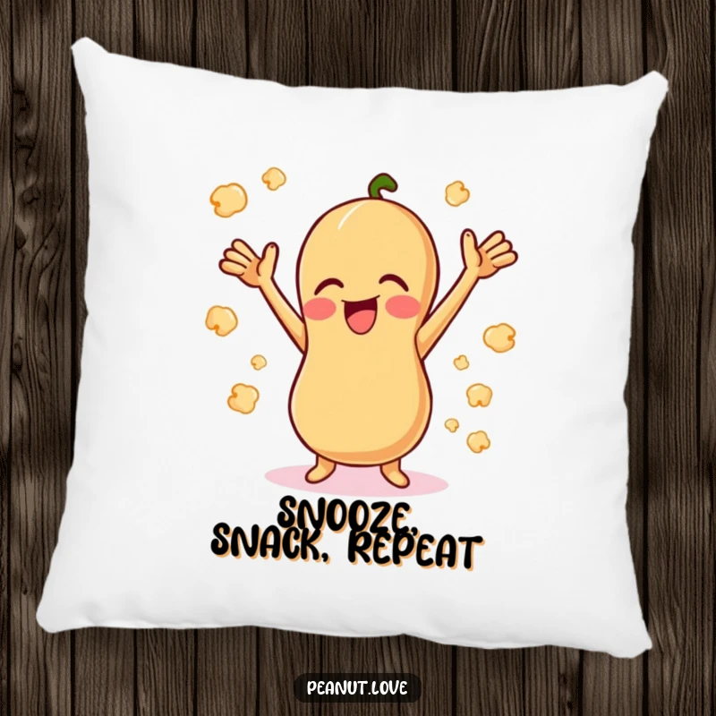 Funny Giggling Peanut Pillow: A happy peanut giggling with arms up, surrounded by popcorn. Soft and funny gift.