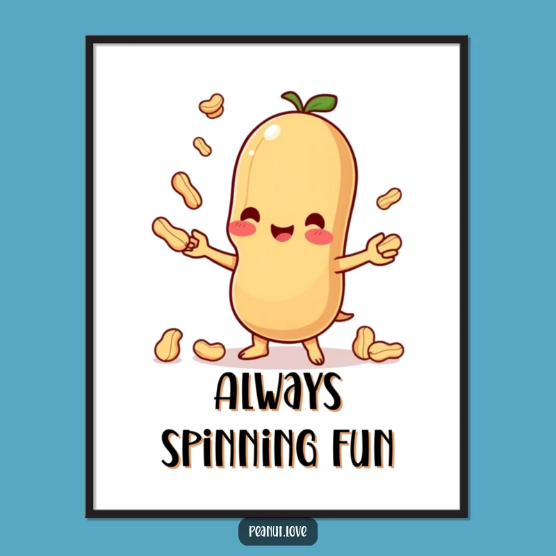 Funny Kawaii Peanut Juggling Digital Print - Instant Hilarious Wall Art