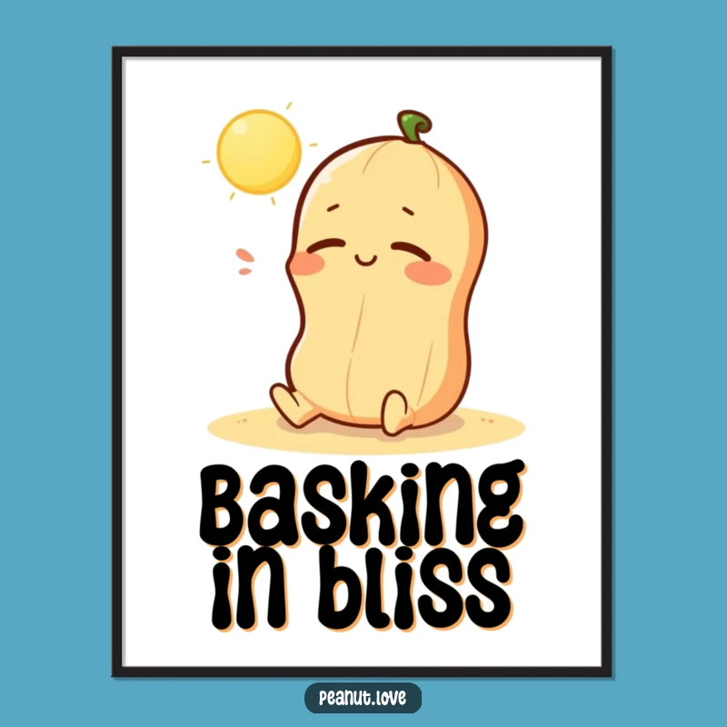 Funny Kawaii Peanut Sunbathing Digital Art - Printable Relaxed Decor Gift