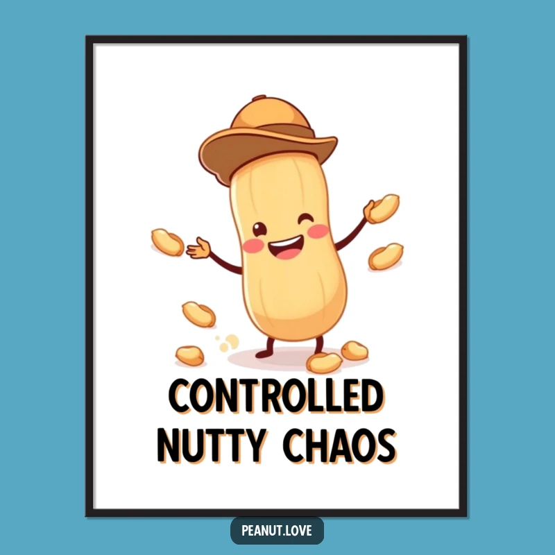 Funny Peanut Juggler Digital Art: Tiny Peanut Decor, Instant Hilarious Art, Unique Funny Gift