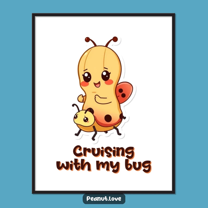 Funny Kawaii Peanut Ladybug Digital Art - Printable Cheerful Wall Decor Gift