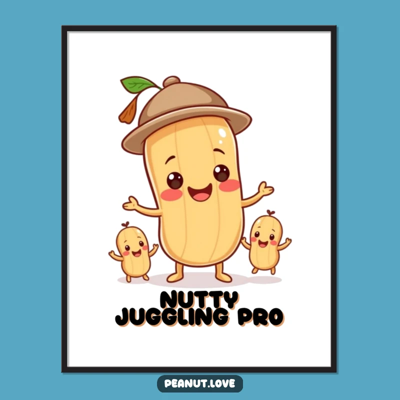 Funny Peanut Juggler Digital Print - Whimsical Wall Art, Instant Fun Gift
