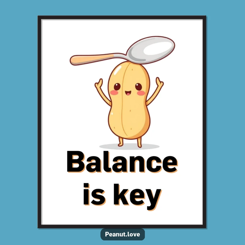 Funny Peanut Stability Art Print: Balanced Character Decor Gift