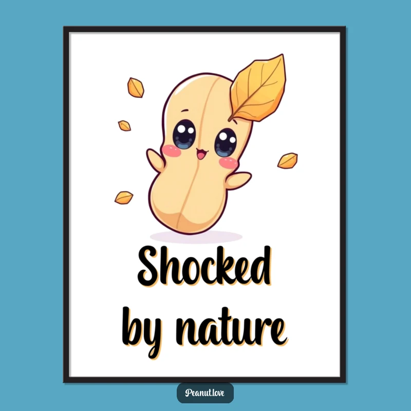 Funny Surprised Peanut Digital Art - Kawaii Character Autumn Surprise Decor File