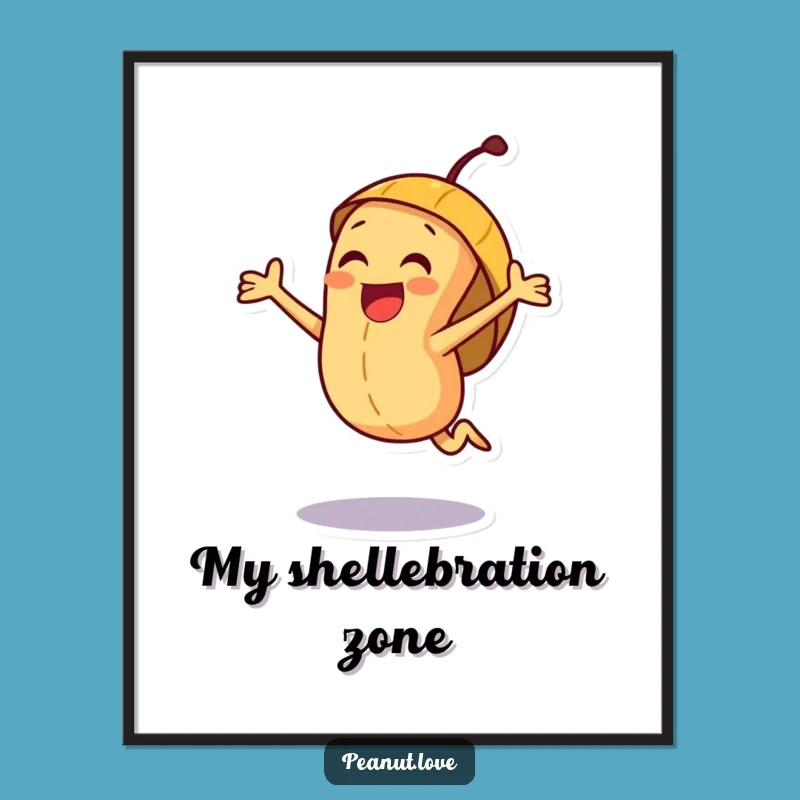 Funny Joyful Peanut Digital Art: Exciting Jumping Nut Decor, Perfect Cheerful Gift