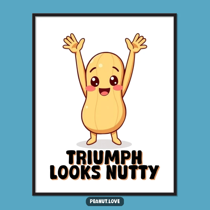 Funny Peanut Celebration Digital Art: Arms Up Joyful Decor