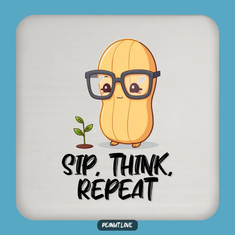 Funny Peanut Philosopher Coaster: Protect Surfaces, Humorous Sprout Conversation Starter Gift