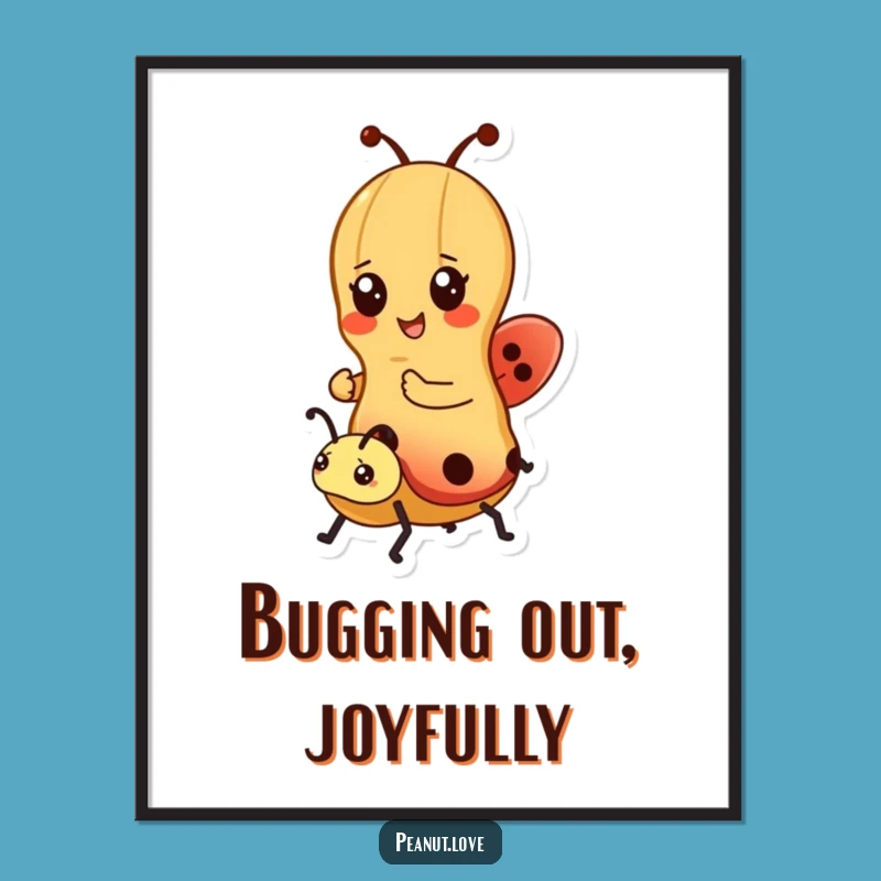 Funny Kawaii Peanut Ladybug Poster - Joyful Cheerful Wall Art Gift