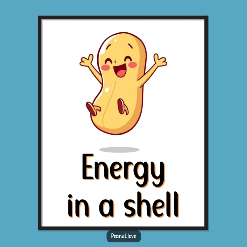 Funny Peanut Action Poster: High-Energy Character Wall Art Gift Idea