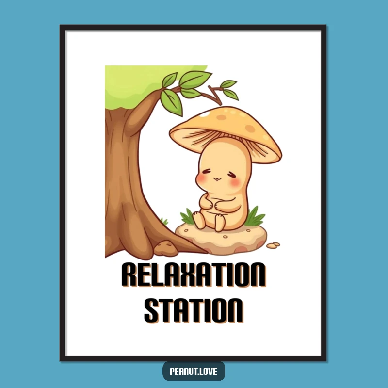 Funny Contented Peanut Poster - Peaceful Wall Art for Your Sanctuary