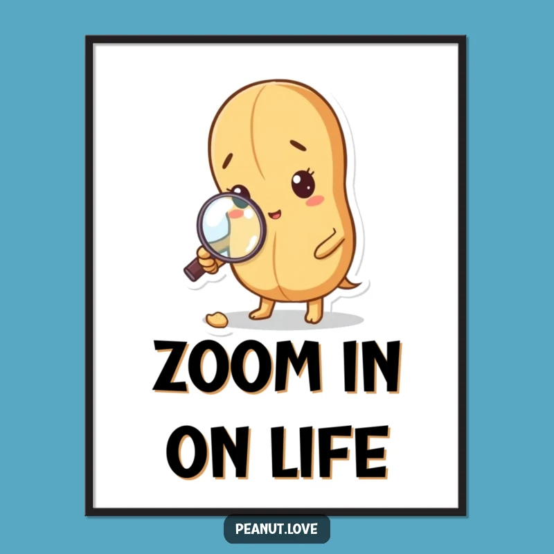Funny Curious Peanut Poster - Detective Snack Cartoon Wall Art Gift