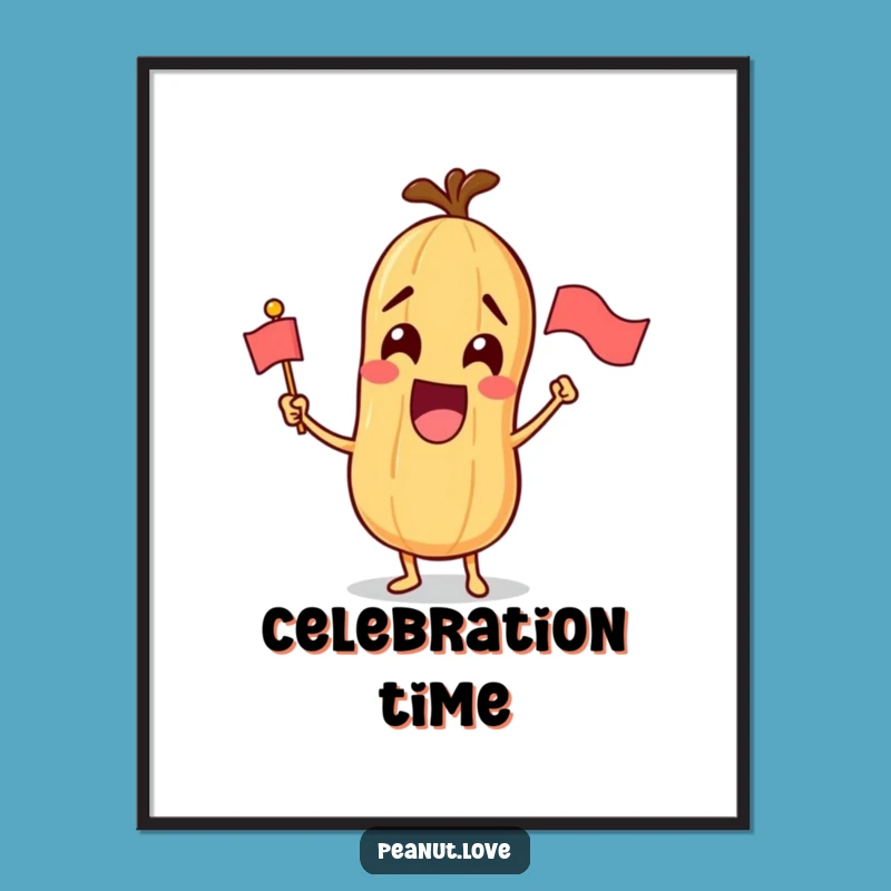 Funny Excited Peanut Poster - Cheerful Wall Art for Your Space