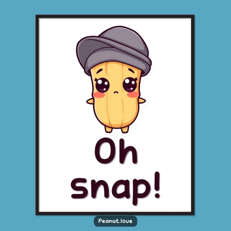 Funny Kawaii Peanut Reaction Poster: Surprised Character Wall Art Gift