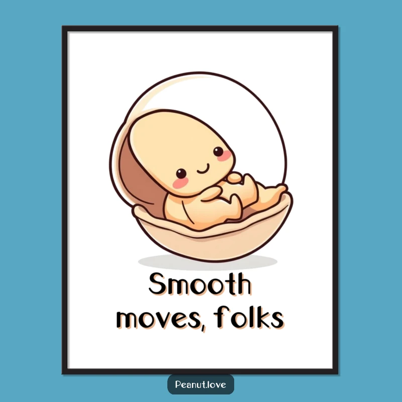 Funny Kawaii Peanut Shell Slide Poster - Playful Action Wall Art Gift