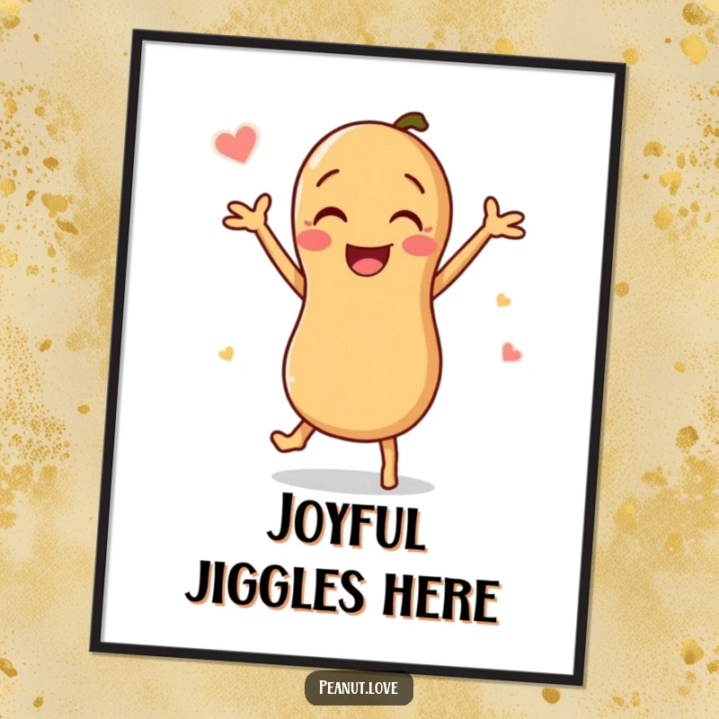 Funny Peanut Poster: Artistic representation of a happy peanut character performing an energetic and joyful dance.