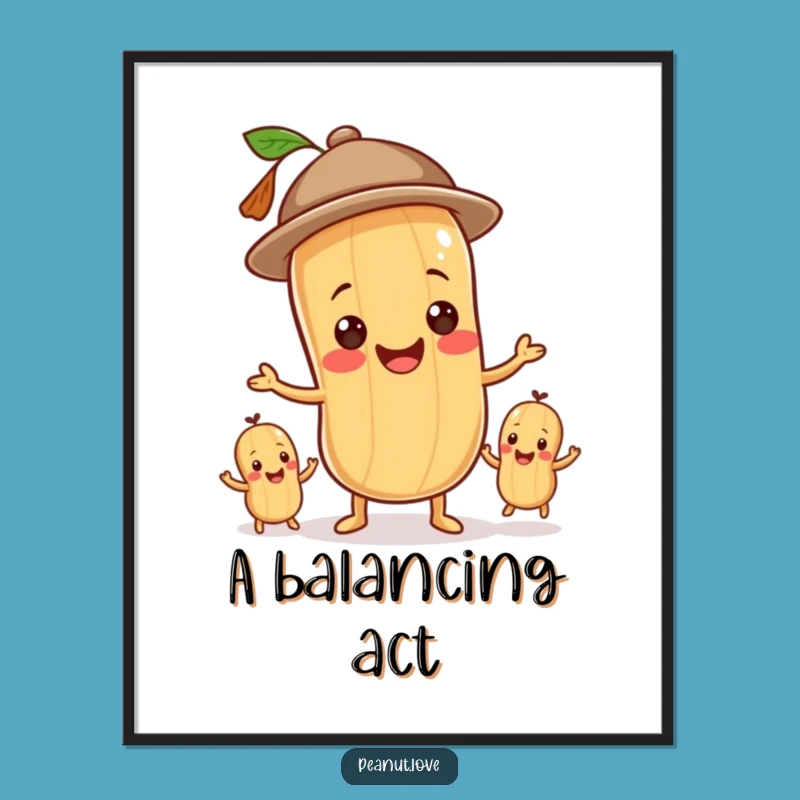 Funny Peanut Juggler Poster - Whimsical Art, Perfect Gift for Playful Spaces