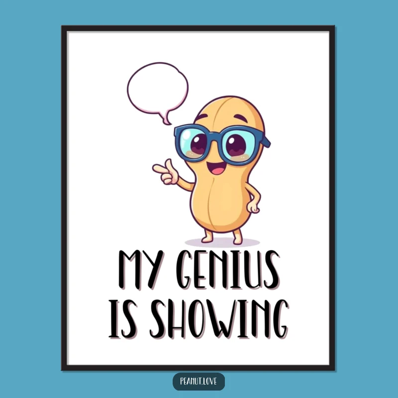 Funny Peanut Thinker Poster: Peppy Peanut Art, Hilarious Wall Decor, Unique Funny Gift