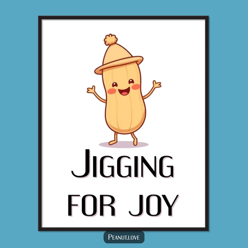 Funny Peanut Jig Poster: Joyful Character Art Print, Whimsical Funny Gift Decor