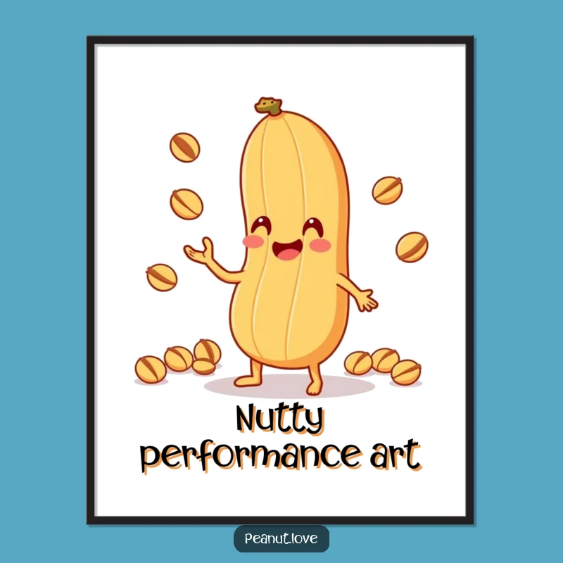 Funny Peanut Juggling Poster: Nutty Skills Art, Hilarious Wall Decor Gift