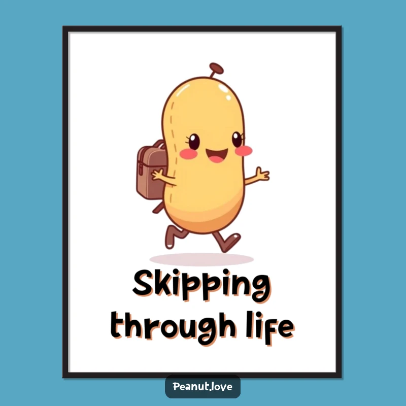 Funny Peanut Skips Poster - Happy Character Joyful Adventure Art