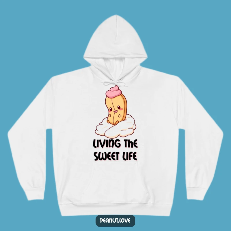 Funny Peanut Whipped Cream Hoodie - Cozy Dessert Cartoon Comfort Gift