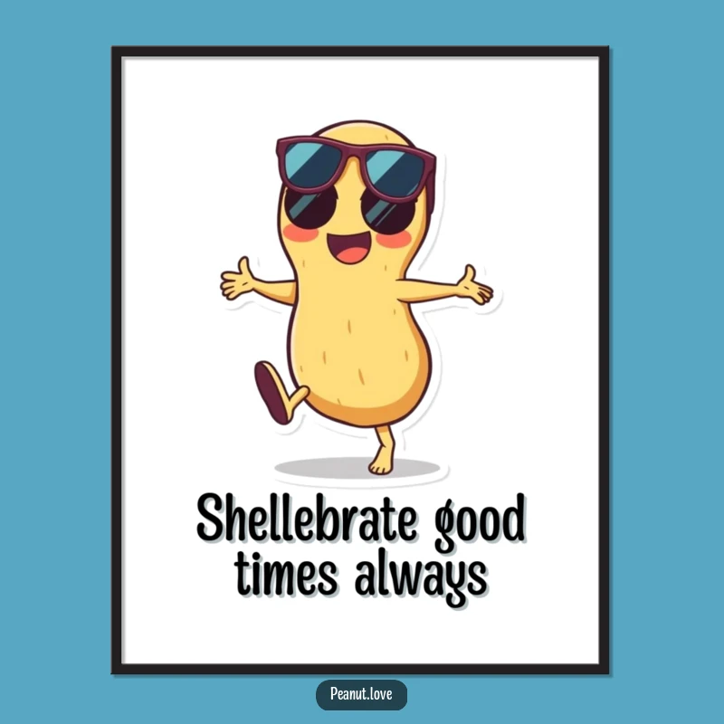 Free Printable Wall Art: Funny Peanut Cartwheel Sunglasses - Quirky Downloadable Decor