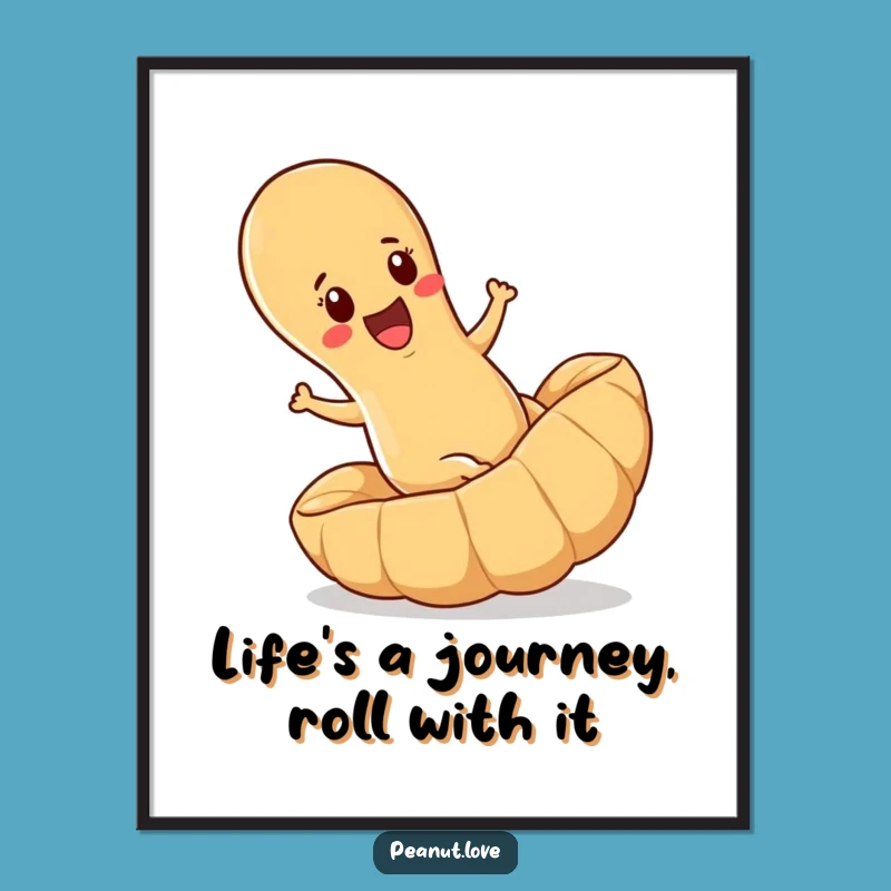 Free Printable Wall Art: Funny Rolling Peanut, Humorous Downloadable Art Gift