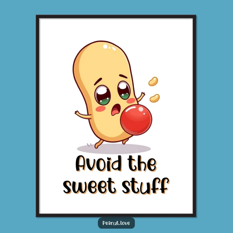 Free Printable Wall Art: Surprised Peanut Dodging Jelly Bean for Quirky Decor
