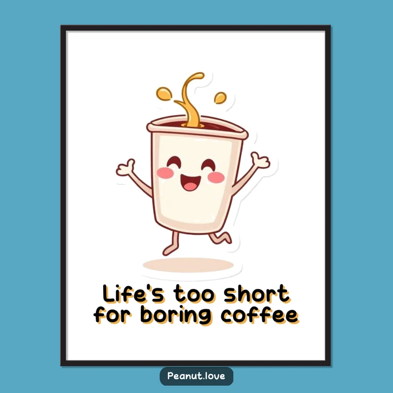 Funny Free Printable Wall Art: Dancing Coffee Cup, Spilling Decor, Downloadable Art