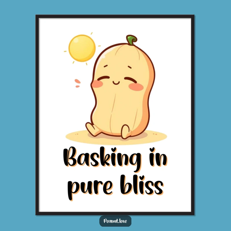 Funny Free Printable Wall Art: Kawaii Peanut Basking, Relaxing Downloadable Decor!