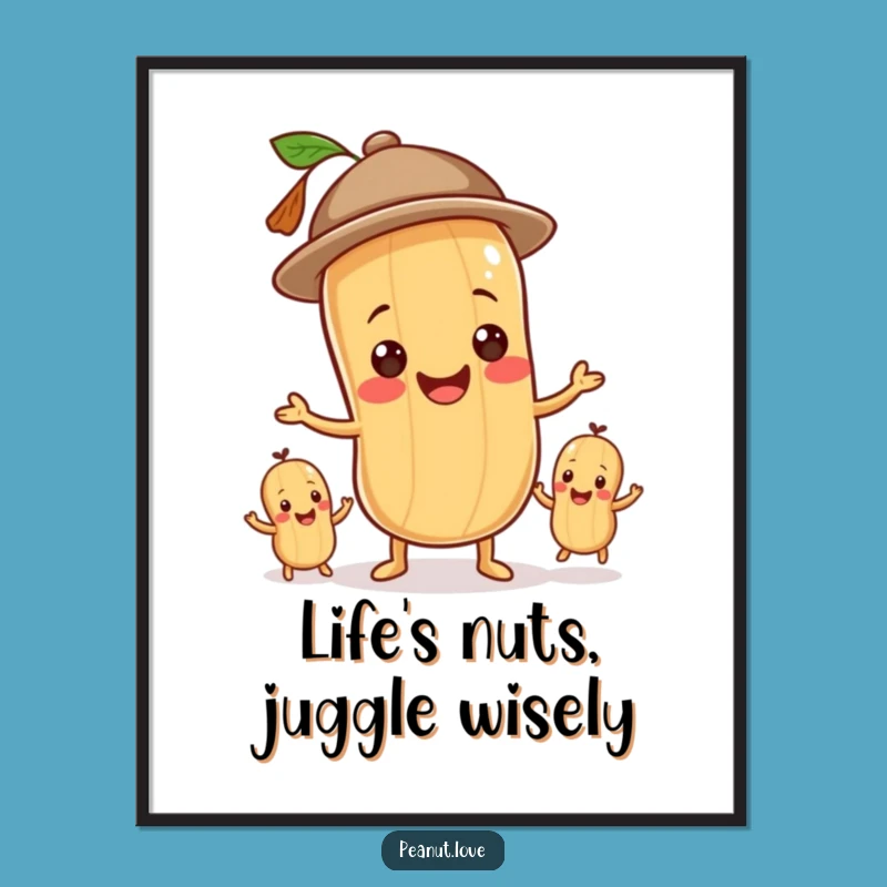 Funny Free Printable Wall Art: Juggling Peanut Whimsical Downloadable Art