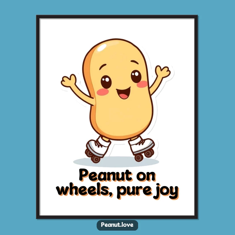 Funny Free Printable Wall Art: Smiling Peanut Roller Skater Spin Downloadable Decor