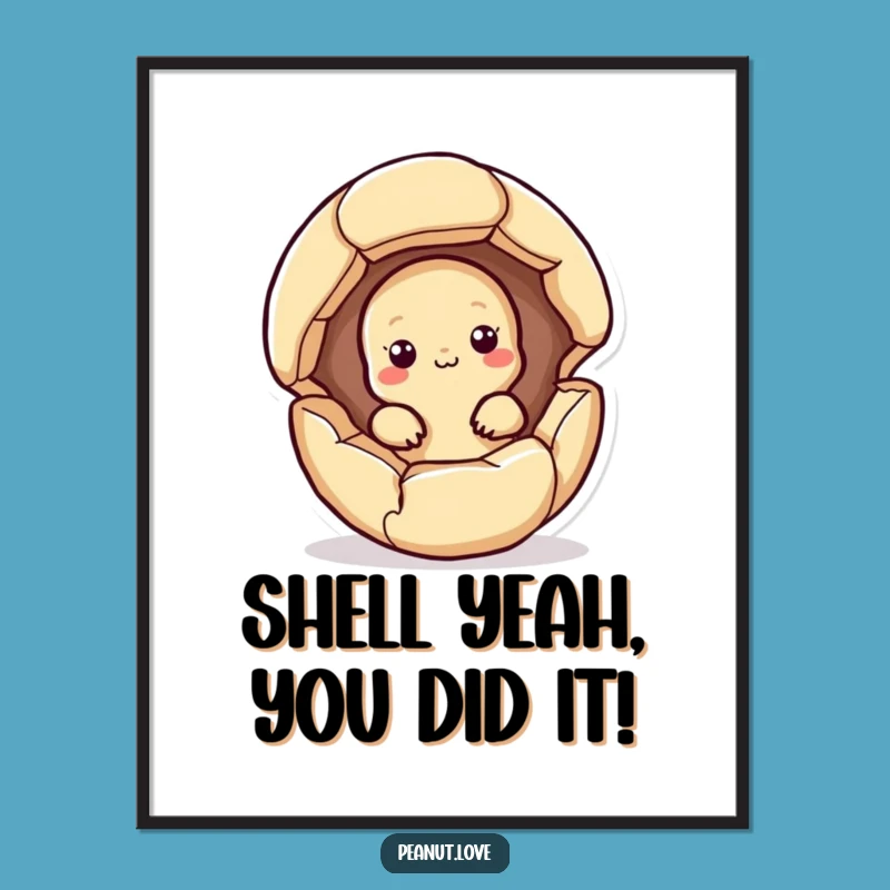 Funny Free Printable Wall Art: Kawaii Peanut Peeking, Quirky Downloadable Decor!