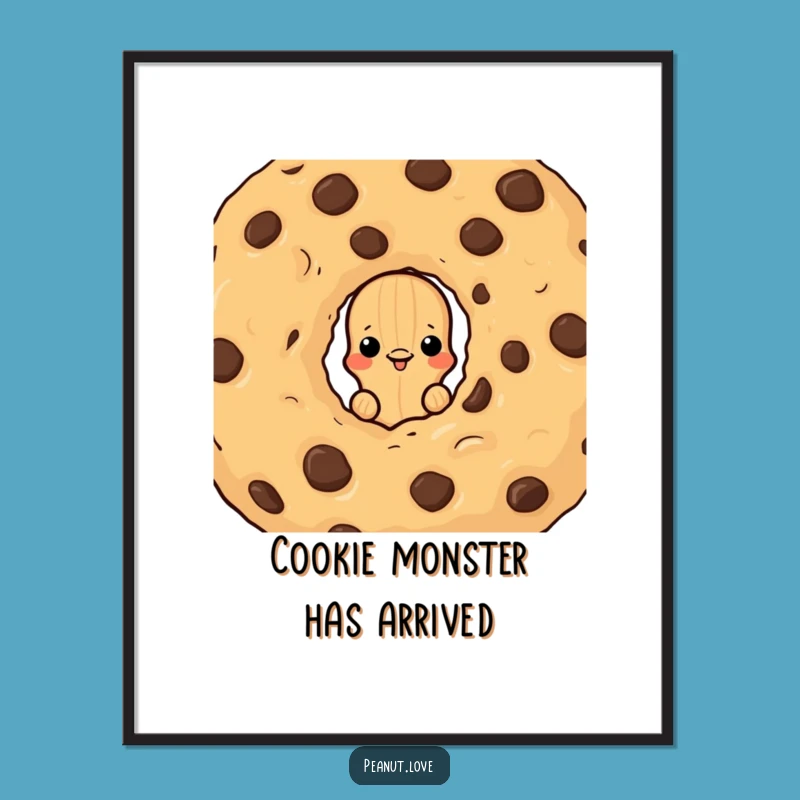 Whimsical Free Printable Wall Art: Cookie Peeking Peanut, Downloadable Sweet Decor