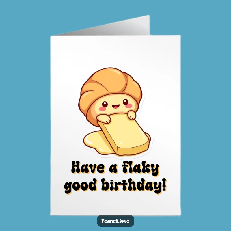 Free Printable Birthday Card: Croissant Slide, Butter Fun, Downloadable Gift