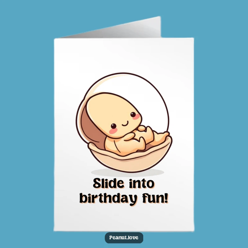 Free Printable Funny Birthday Card: Kawaii Peanut Sliding, Fun Downloadable Gift!