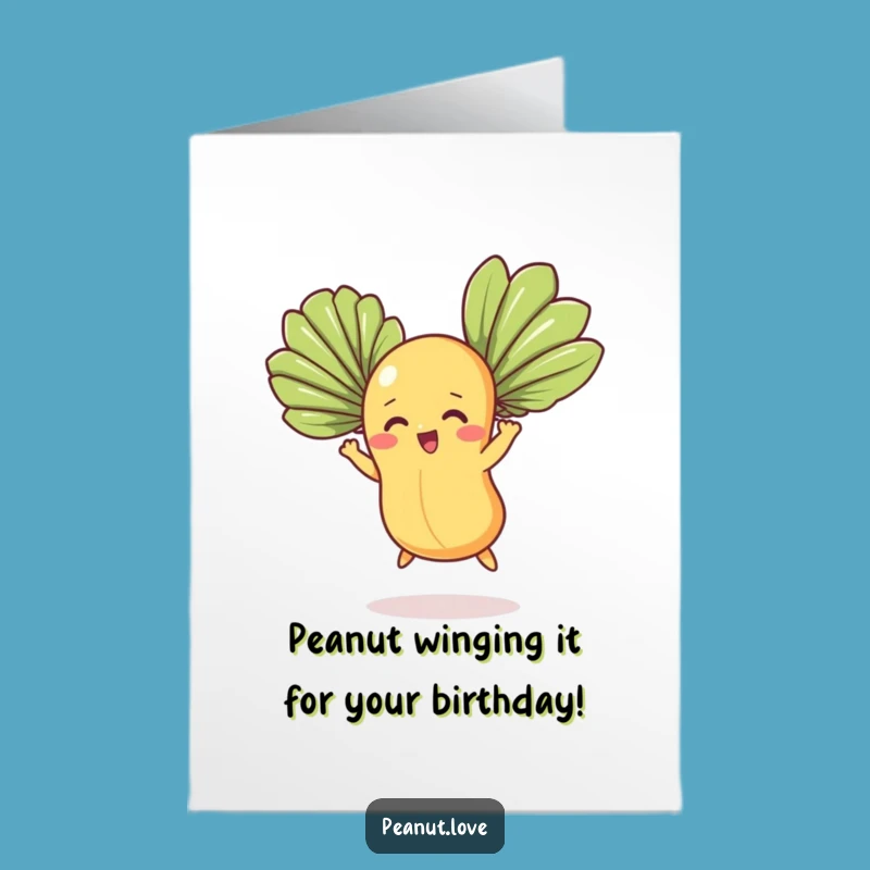 Funny Free Printable Birthday Card: Flying Peanut Design, Downloadable DIY Gift