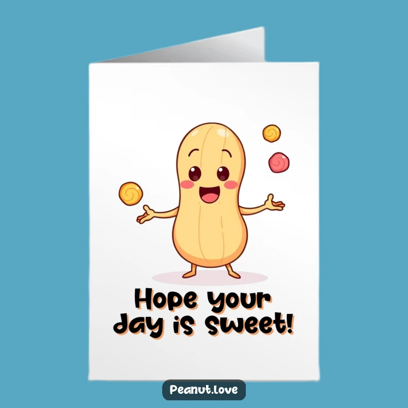 Free Printable Birthday Card: Juggling Peanut Funny Downloadable Gift